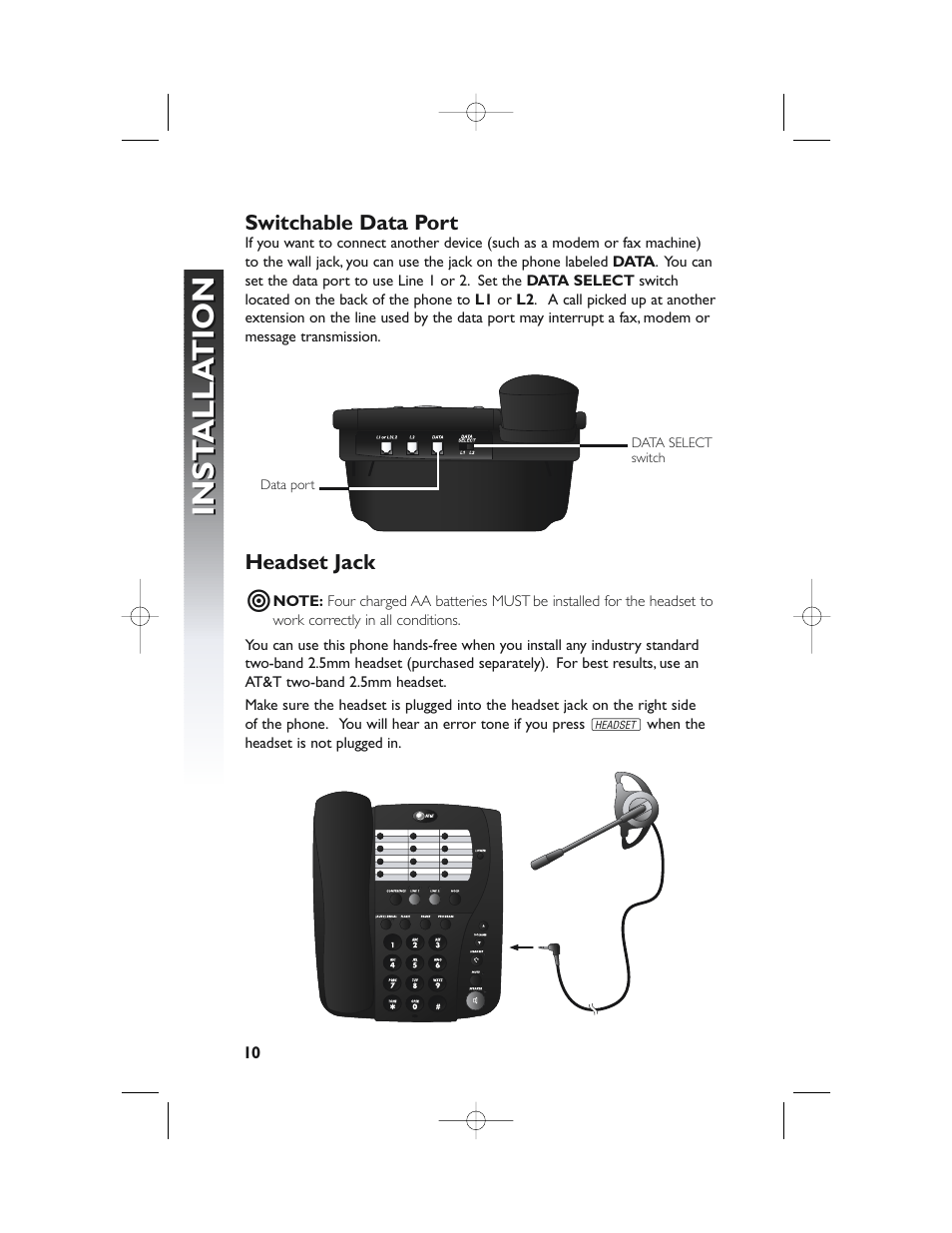 Inst alla tion inst alla tion | AT&T 982 User Manual | Page 14 / 32