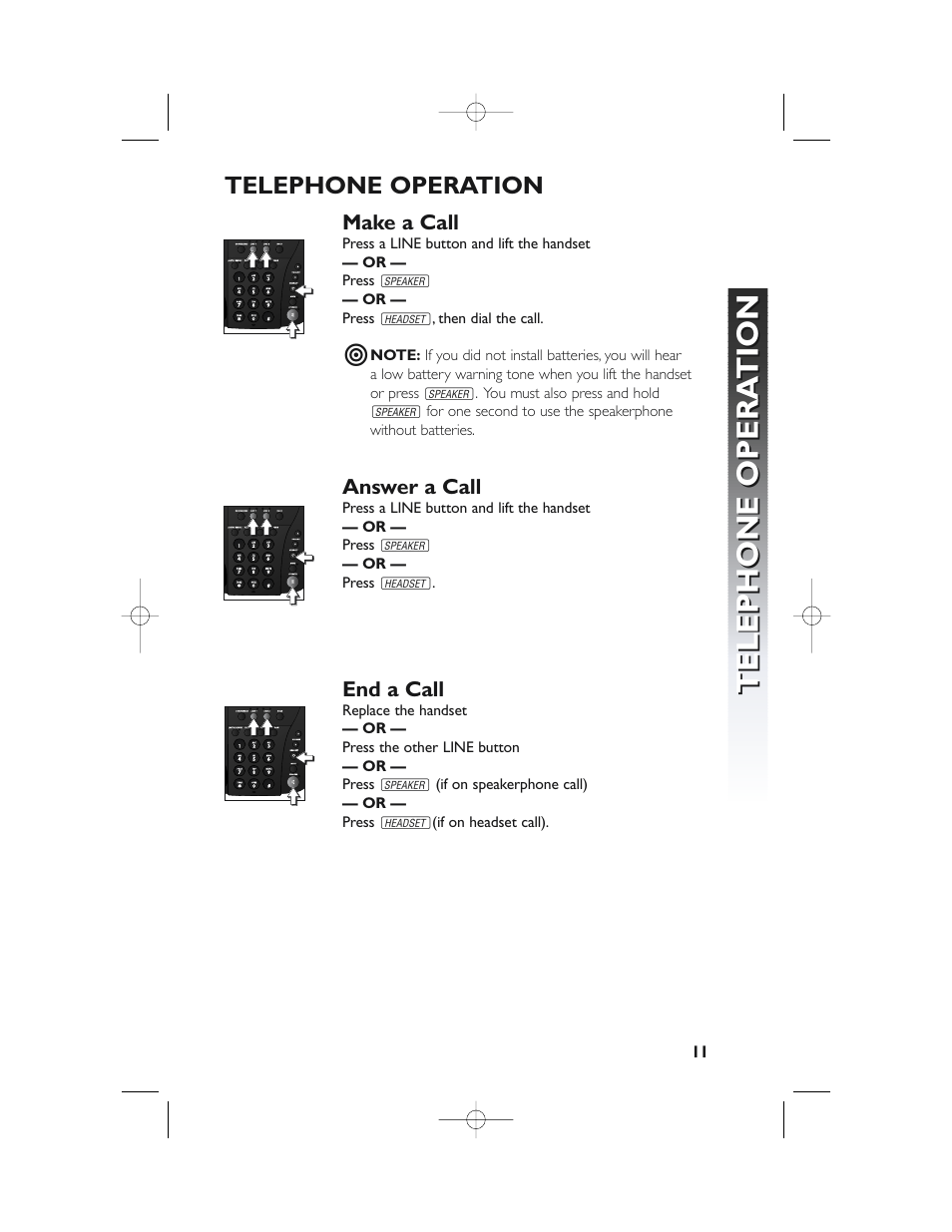 Telephone opera tion telephone opera tion, Telephone operation | AT&T 982 User Manual | Page 15 / 32