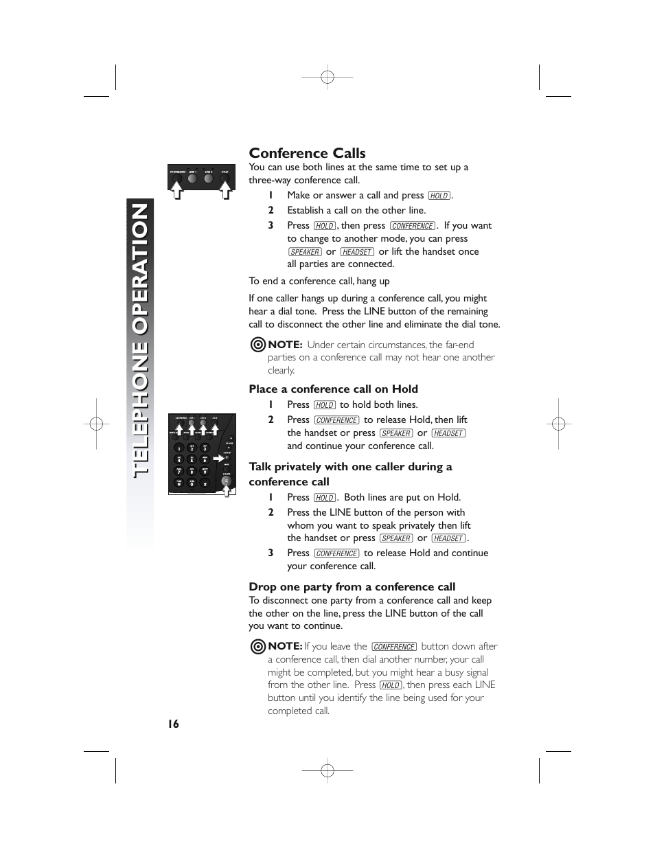 Telephone opera tion telephone opera tion | AT&T 982 User Manual | Page 20 / 32