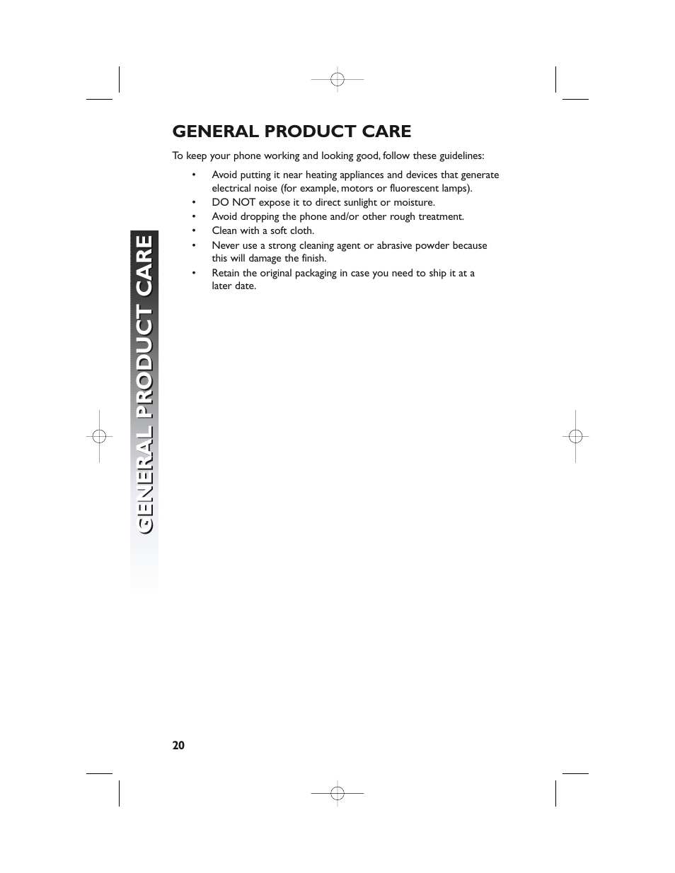 General pr oduct care general pr oduct care, General product care | AT&T 982 User Manual | Page 24 / 32