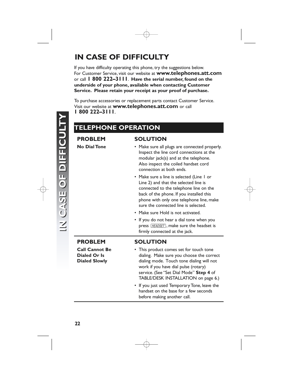 Telephone operation | AT&T 982 User Manual | Page 26 / 32