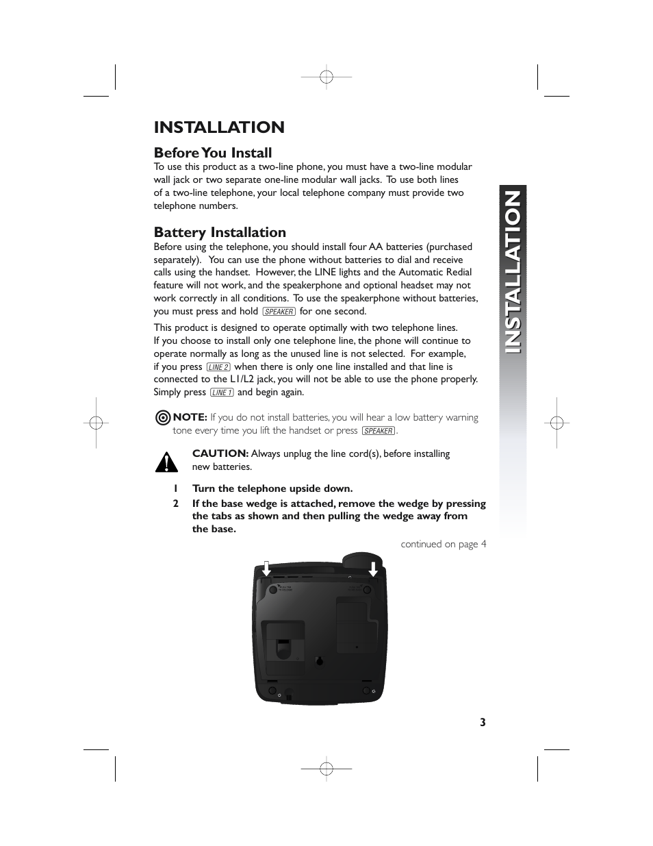 Inst alla tion inst alla tion, Installation | AT&T 982 User Manual | Page 7 / 32