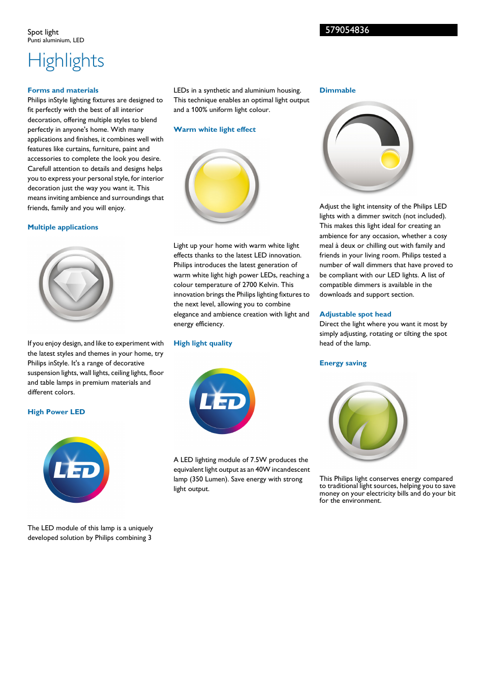 Highlights | Philips InStyle Spot User Manual | Page 2 / 3