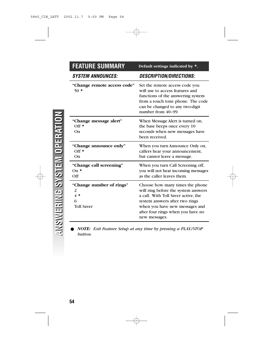 Feature summary | AT&T 5830 User Manual | Page 57 / 95