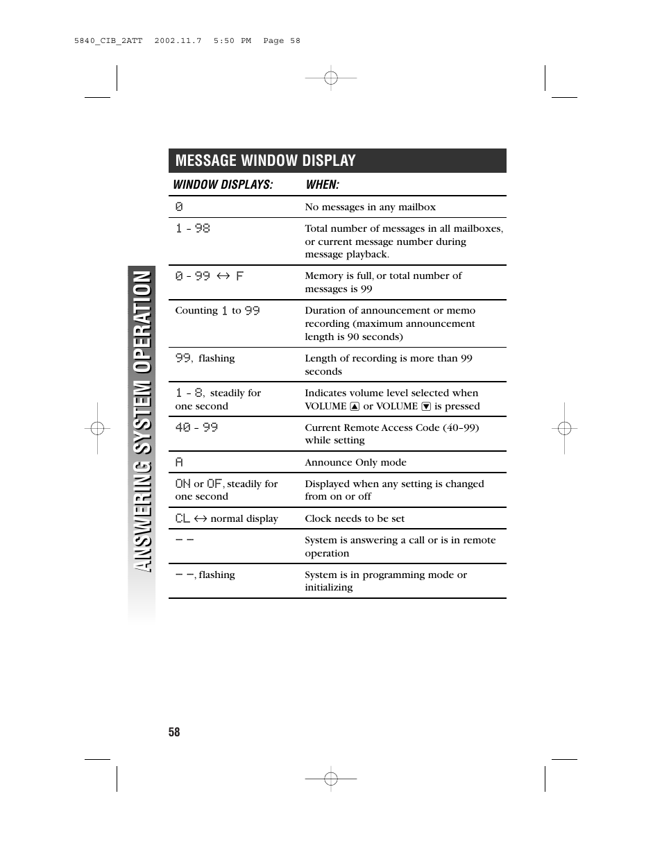Message window display | AT&T 5830 User Manual | Page 61 / 95