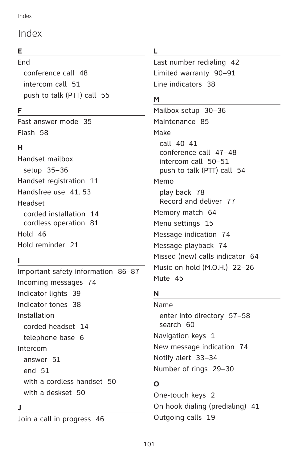 Index | AT&T SB67138 User Manual | Page 107 / 110