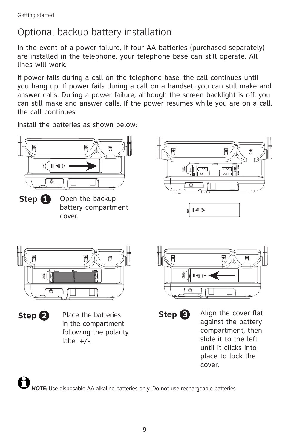 Optional backup battery installation | AT&T SB67138 User Manual | Page 15 / 110