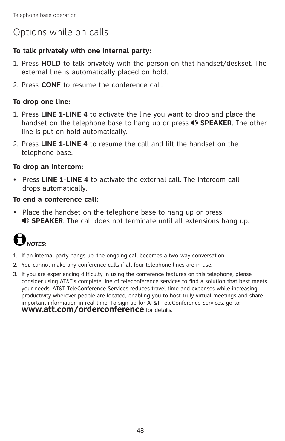 Options while on calls | AT&T SB67138 User Manual | Page 54 / 110