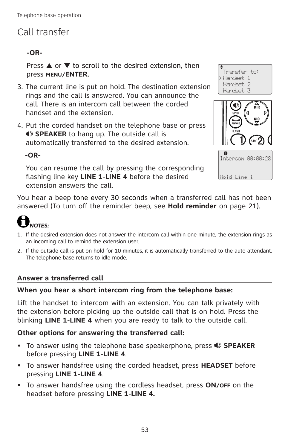 Answer a transferred call, Call transfer | AT&T SB67138 User Manual | Page 59 / 110