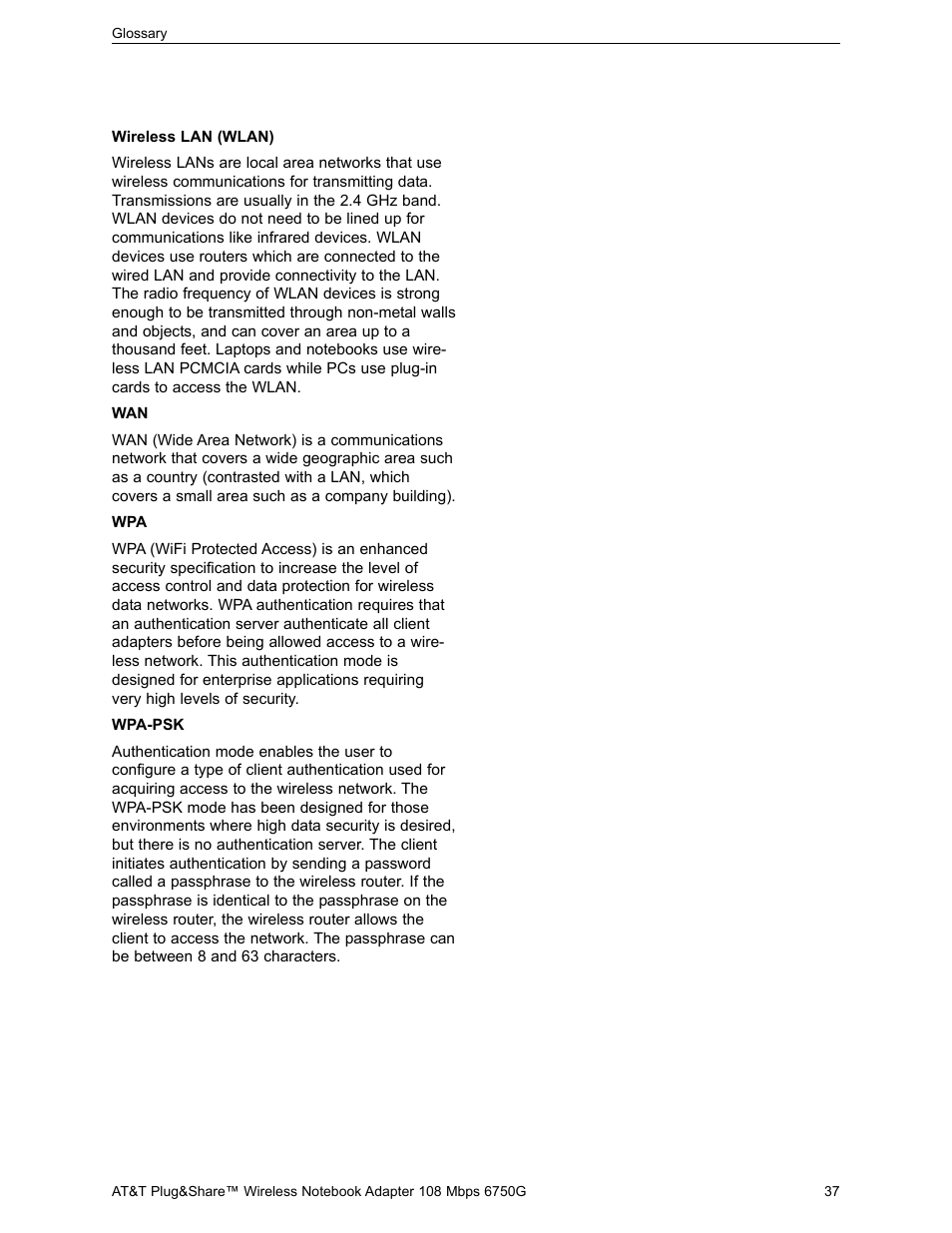 AT&T PLUG&SHARETM 6750G User Manual | Page 37 / 39