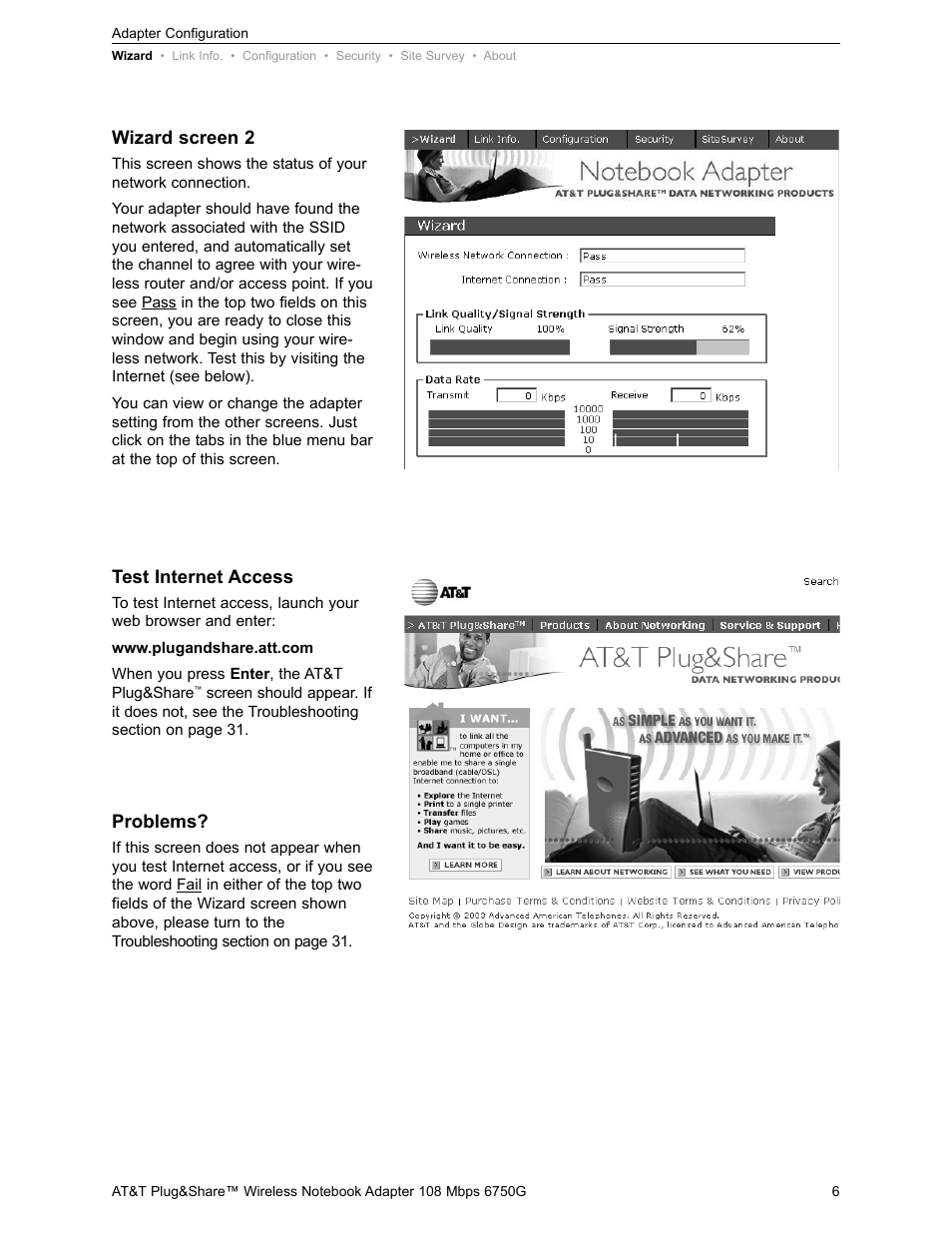 AT&T PLUG&SHARETM 6750G User Manual | Page 6 / 39