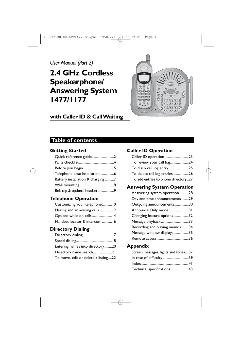 AT&T 1477/1177 User Manual | Page 3 / 47