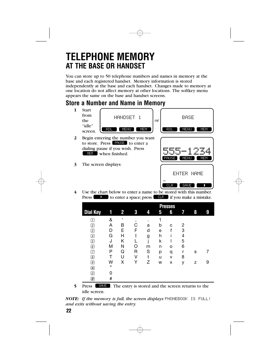 At the base or handset | AT&T 2462 User Manual | Page 25 / 50
