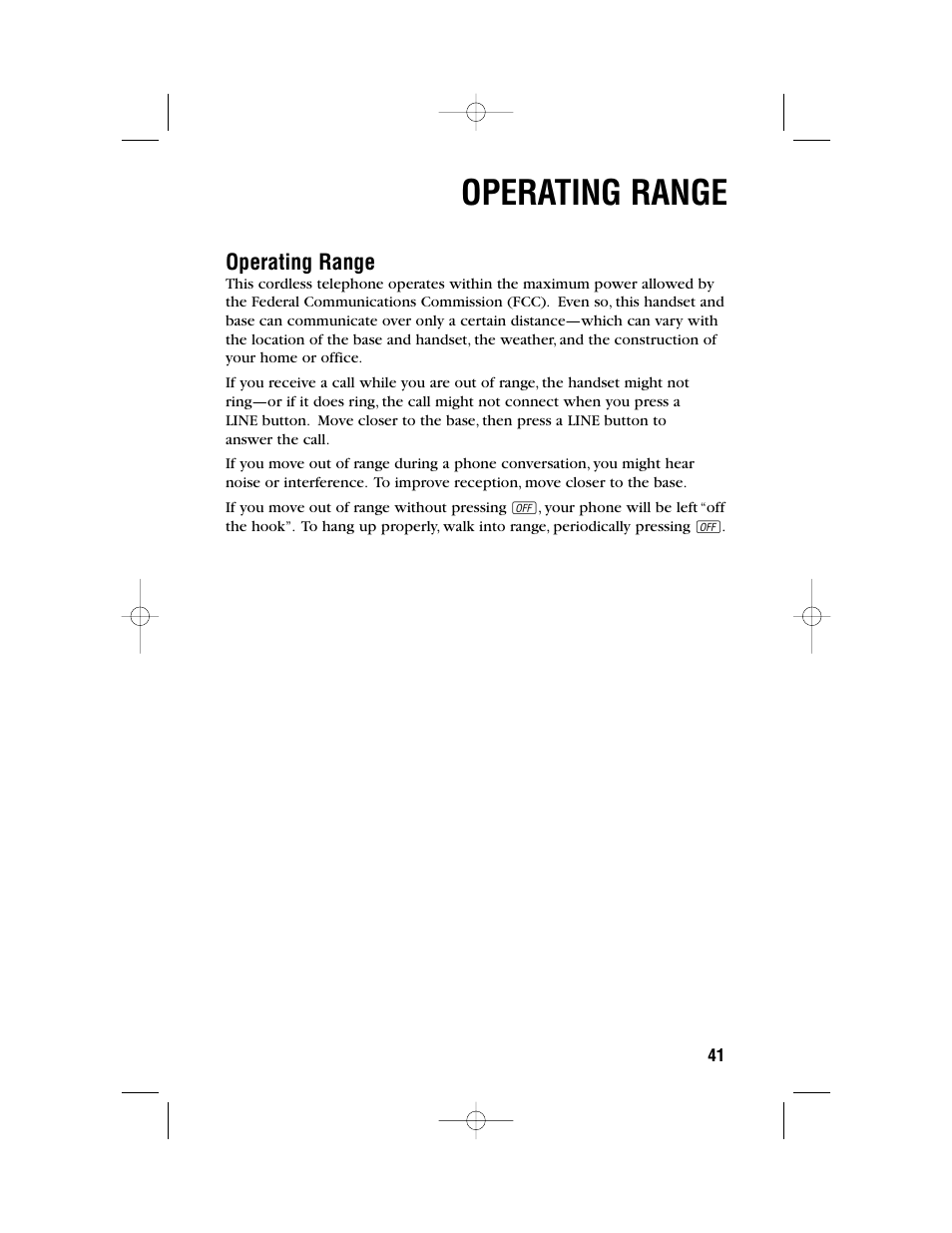 Operating range | AT&T 2462 User Manual | Page 44 / 50