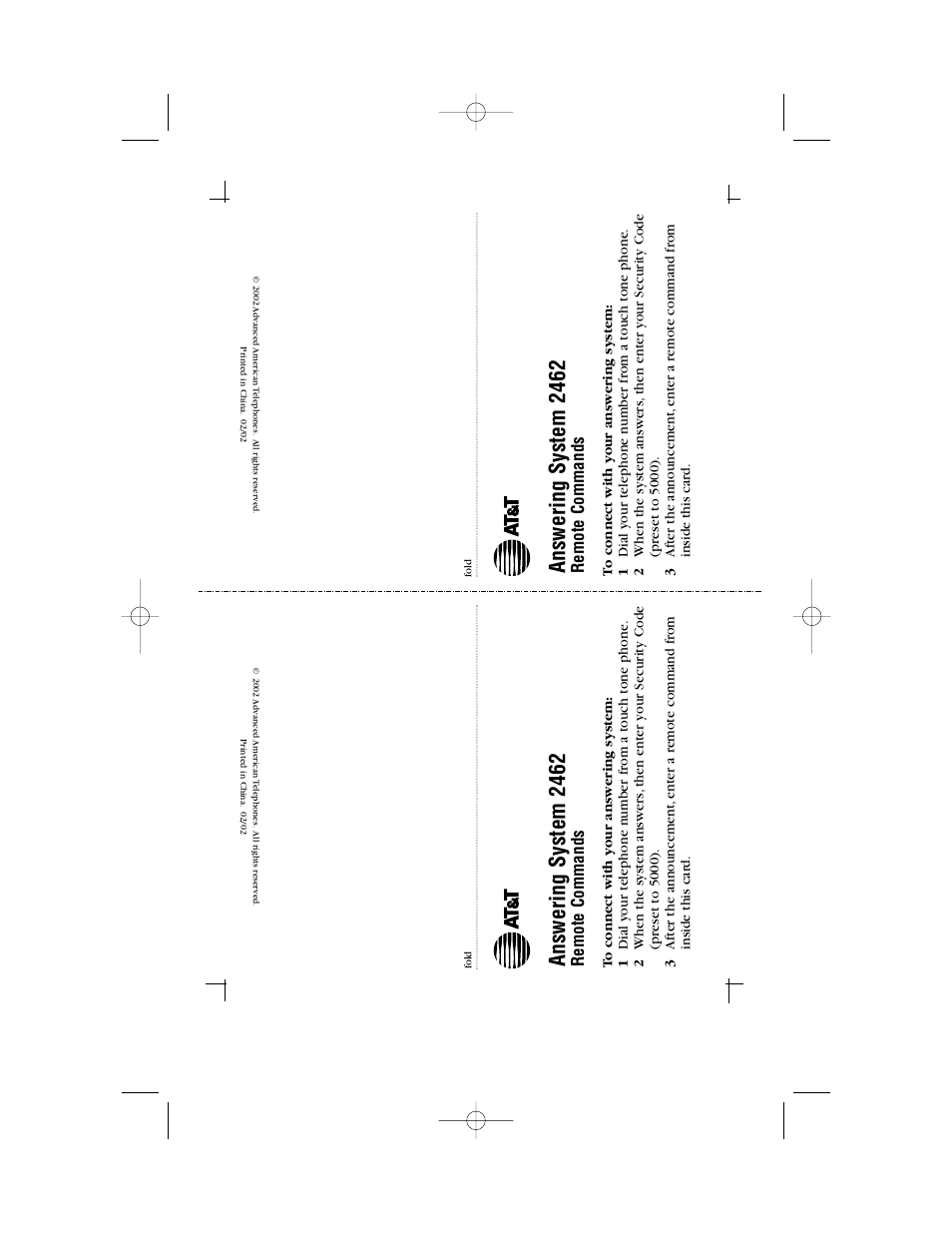 Answering system 2462, Remote commands | AT&T 2462 User Manual | Page 48 / 50