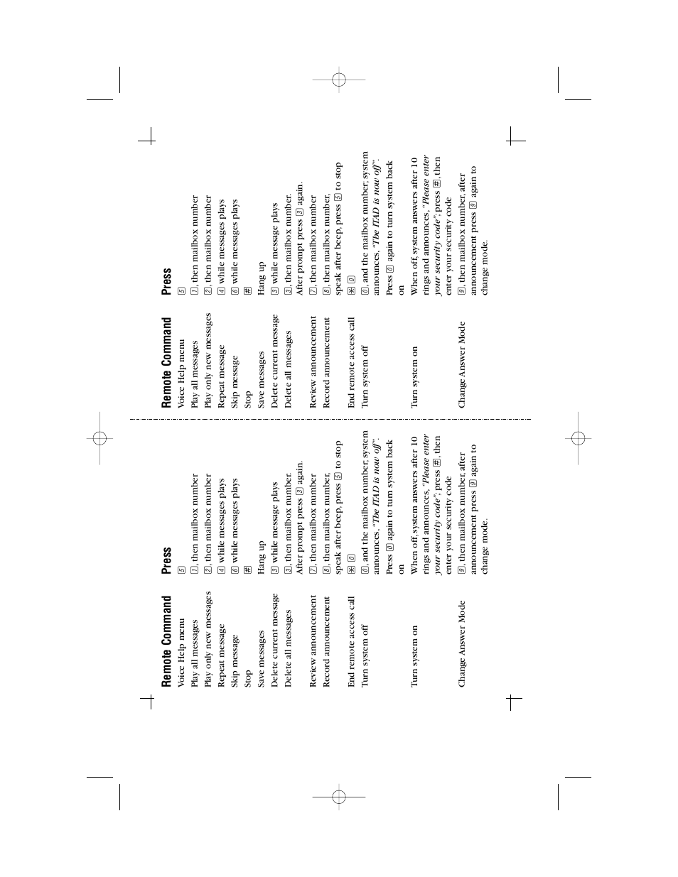 Remote command press | AT&T 2462 User Manual | Page 49 / 50