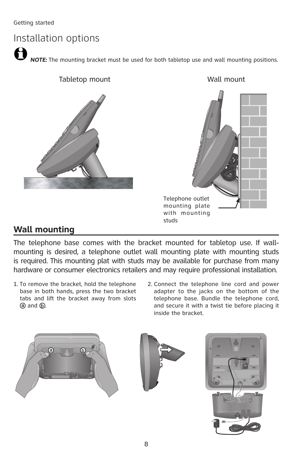 Installation options, Wall mounting | AT&T E5913B User Manual | Page 11 / 70