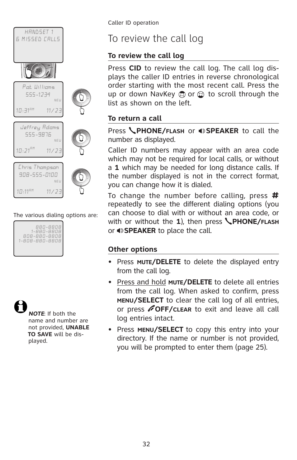 To review the call log, Select | AT&T E5913B User Manual | Page 35 / 70