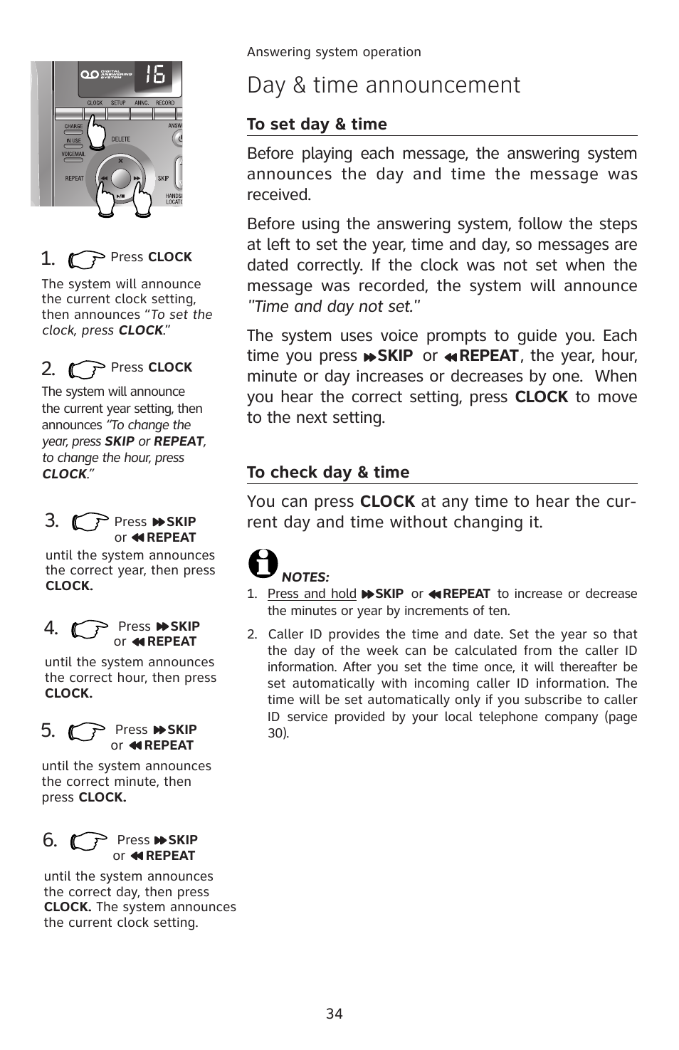 Day & time announcement, To set day & time, To check day & time | AT&T E5913B User Manual | Page 37 / 70