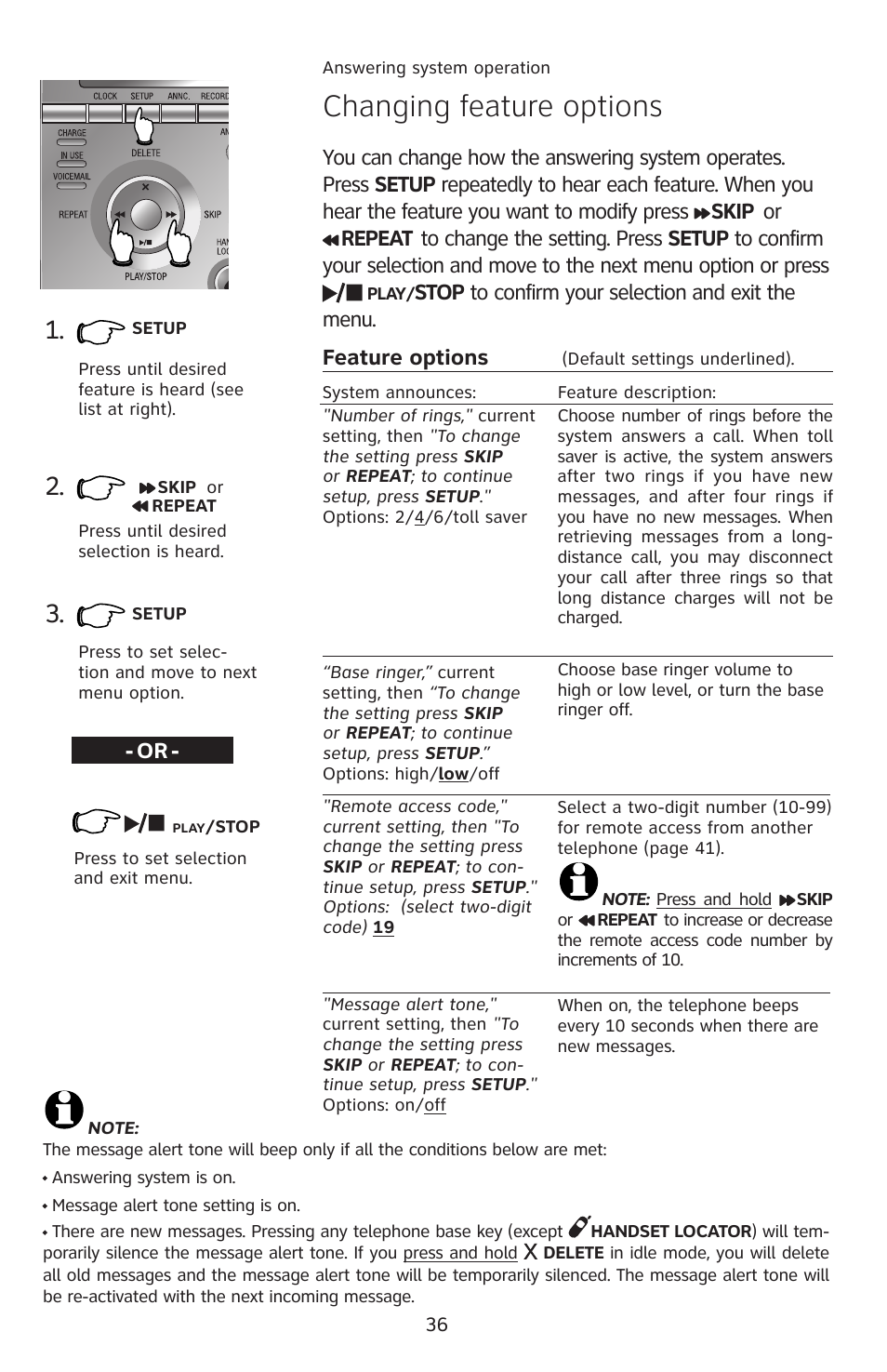 Changing feature options | AT&T E5913B User Manual | Page 39 / 70