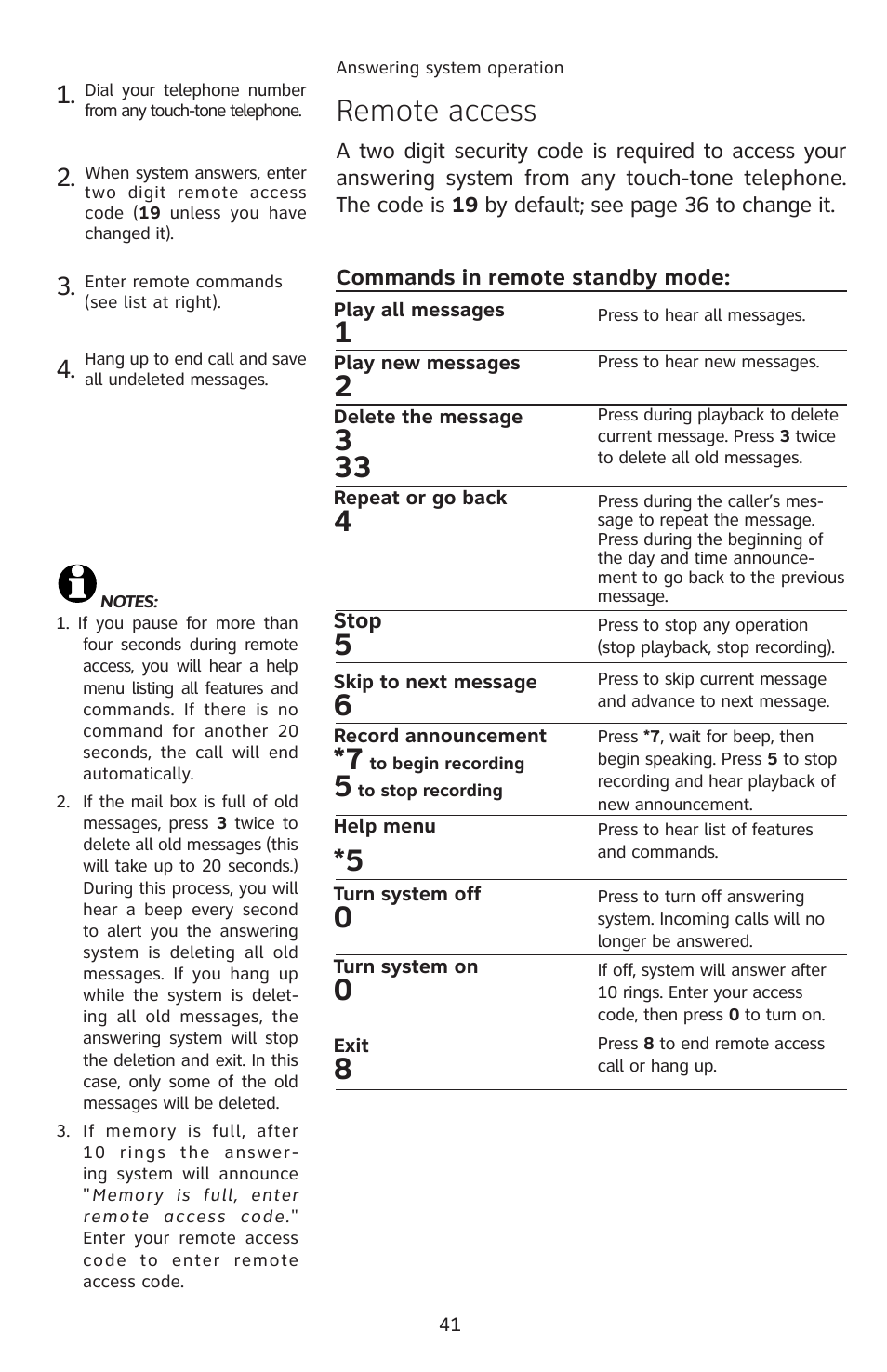 Remote access, Commands | AT&T E5913B User Manual | Page 44 / 70