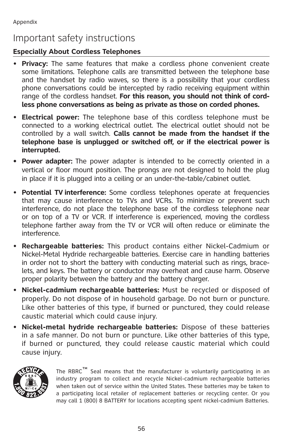 Important safety instructions | AT&T E5913B User Manual | Page 59 / 70