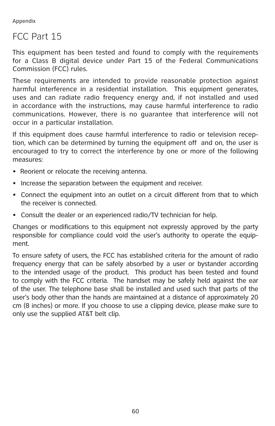 Fcc part 15 | AT&T E5913B User Manual | Page 63 / 70