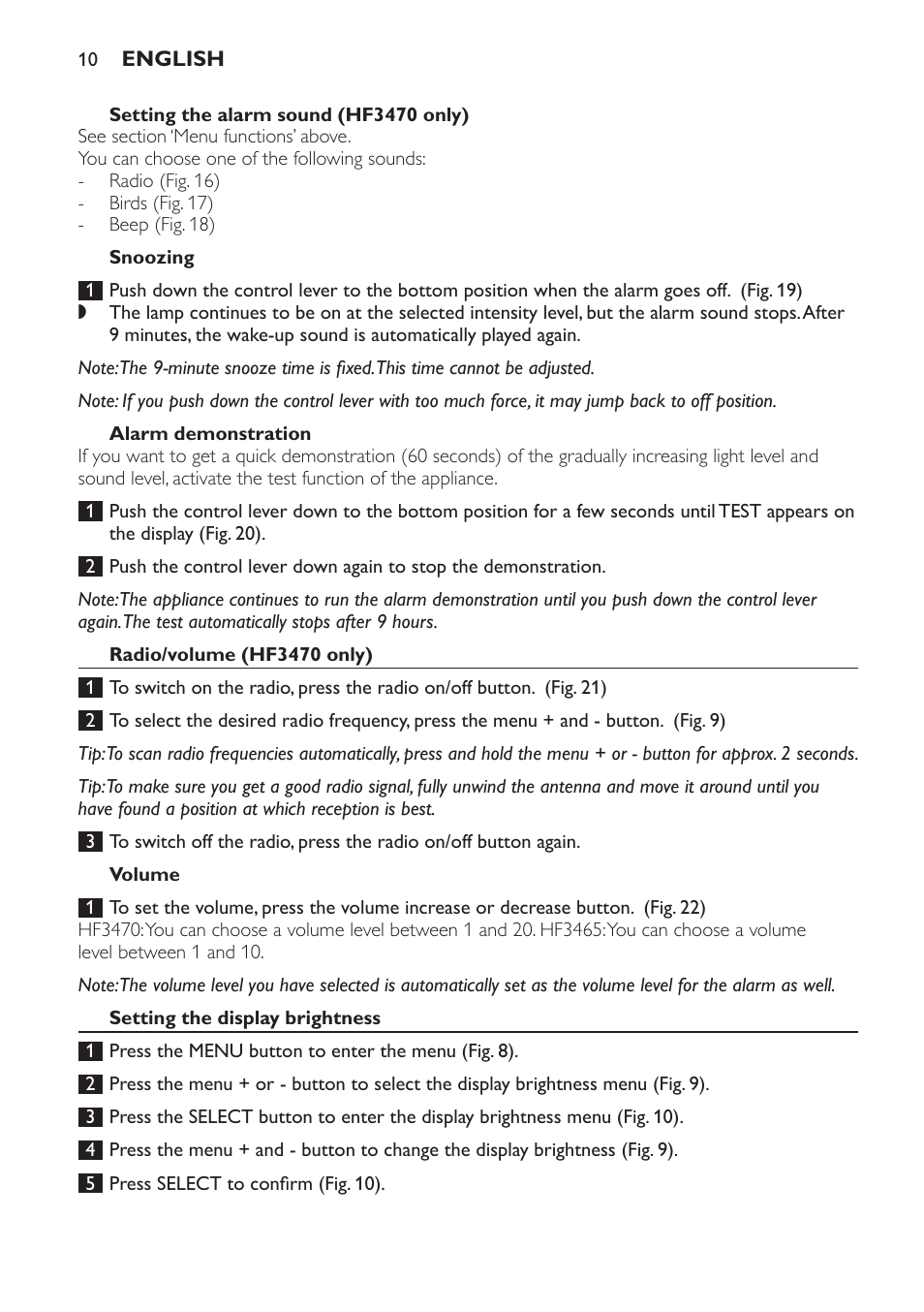 Philips Éveil Lumière User Manual | Page 10 / 117