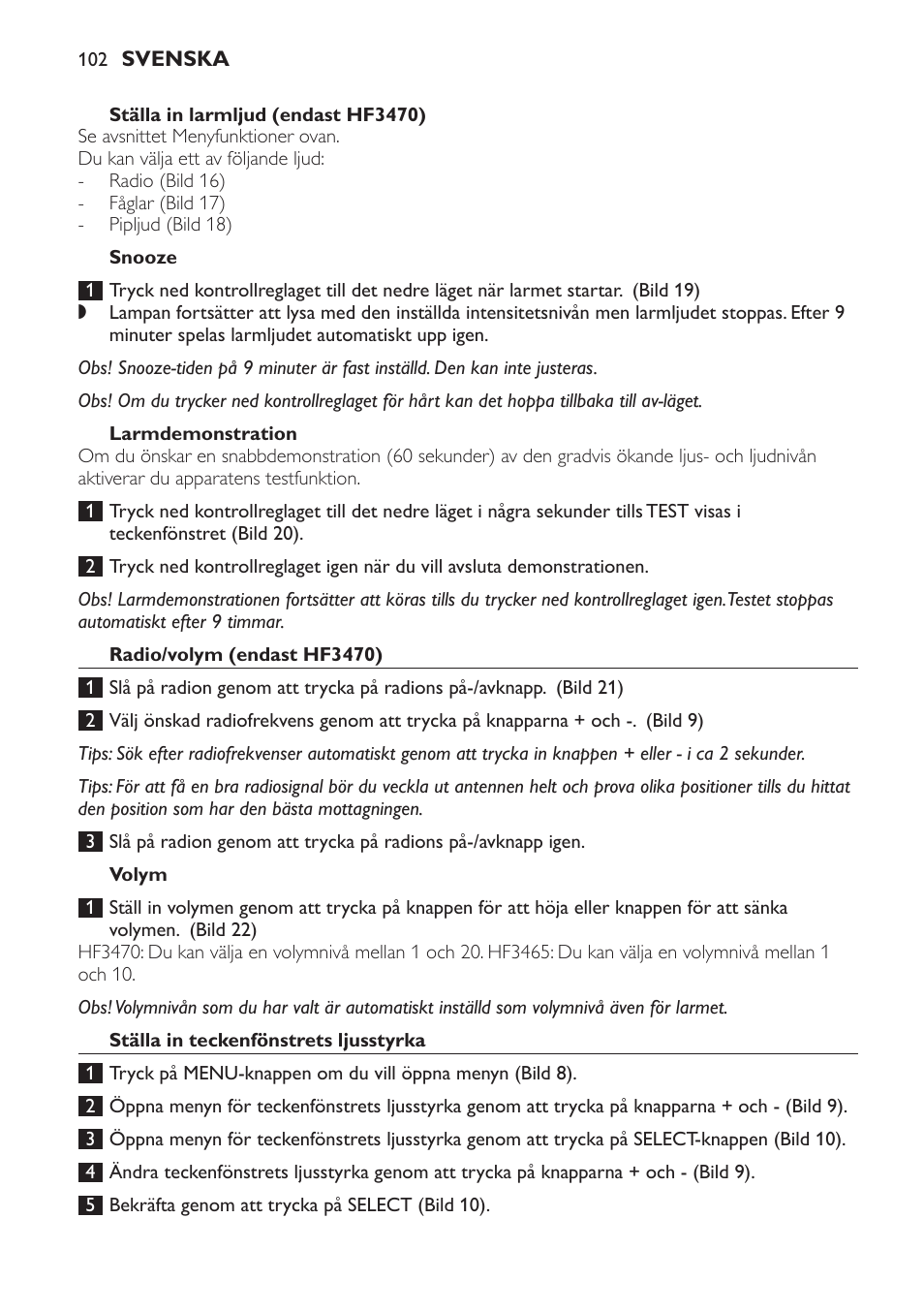 Philips Éveil Lumière User Manual | Page 102 / 117