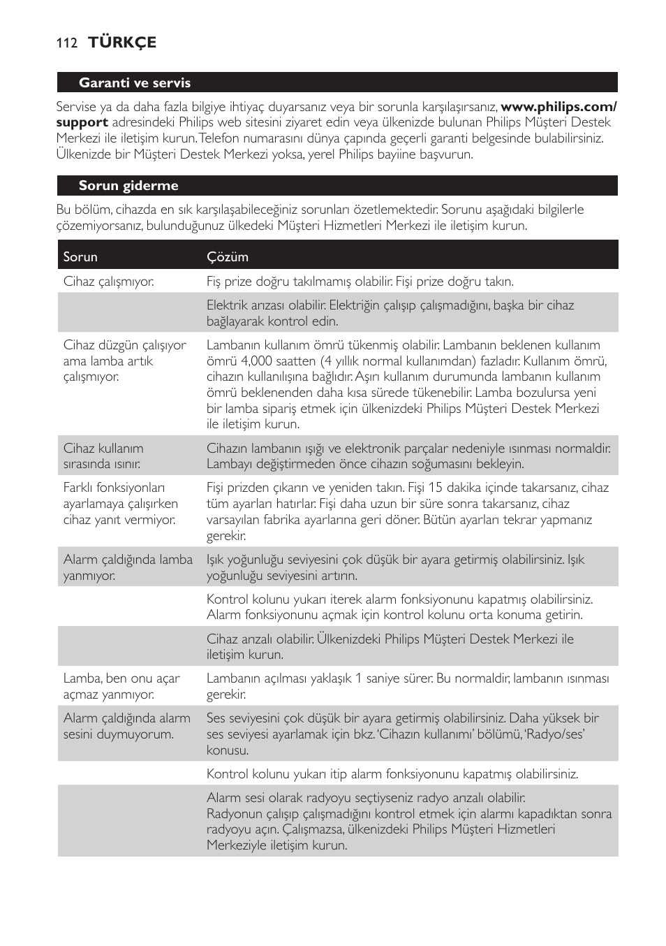 Philips Éveil Lumière User Manual | Page 112 / 117