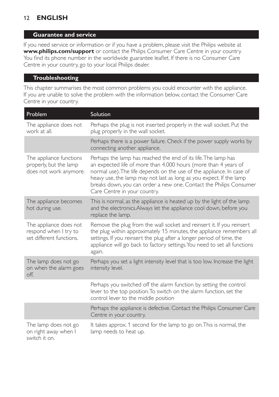 Philips Éveil Lumière User Manual | Page 12 / 117