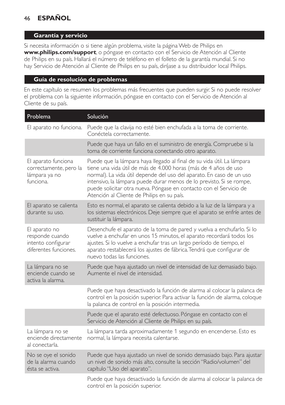 Philips Éveil Lumière User Manual | Page 46 / 117