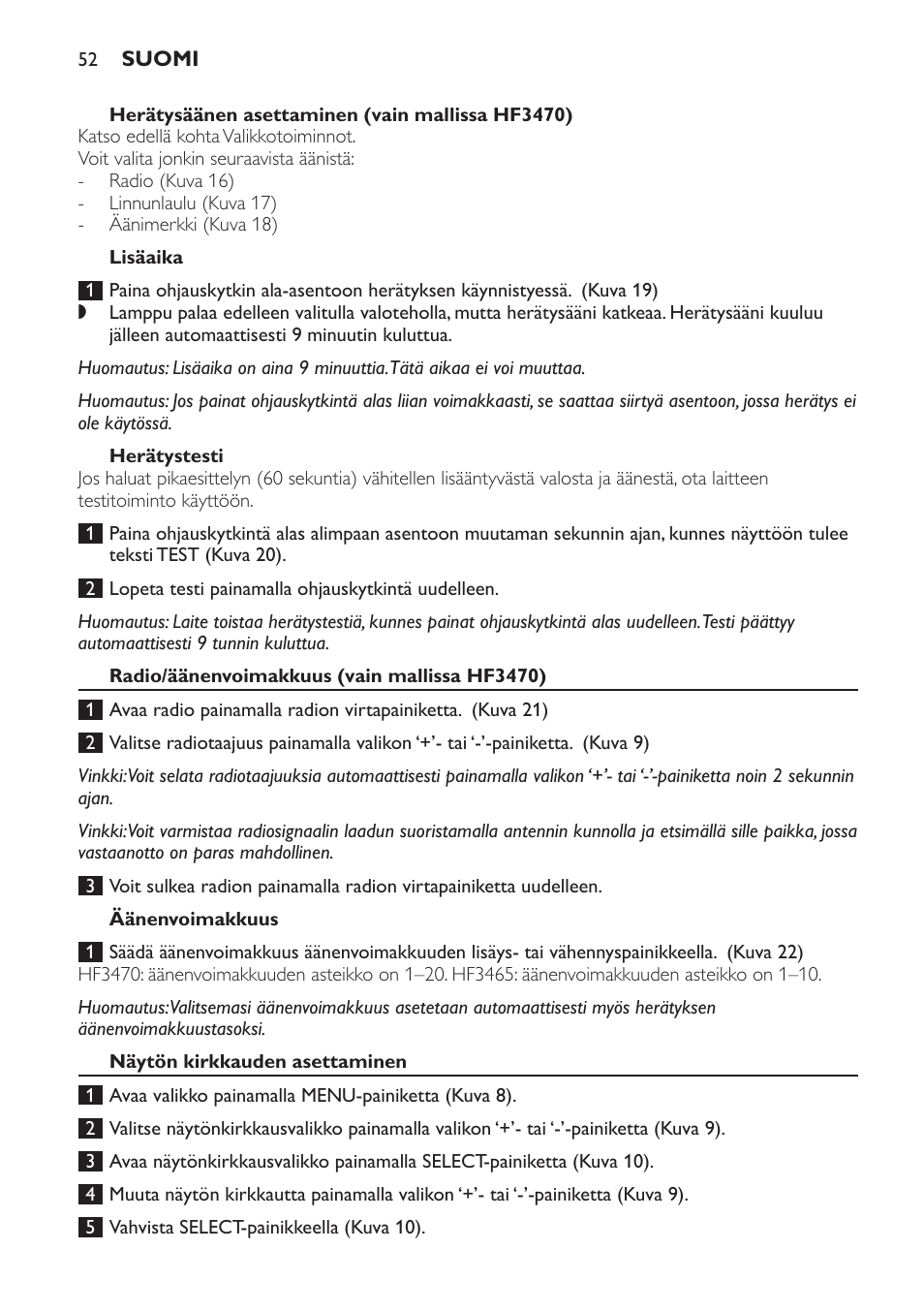 Philips Éveil Lumière User Manual | Page 52 / 117