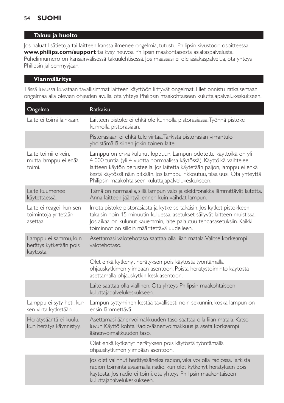 Philips Éveil Lumière User Manual | Page 54 / 117