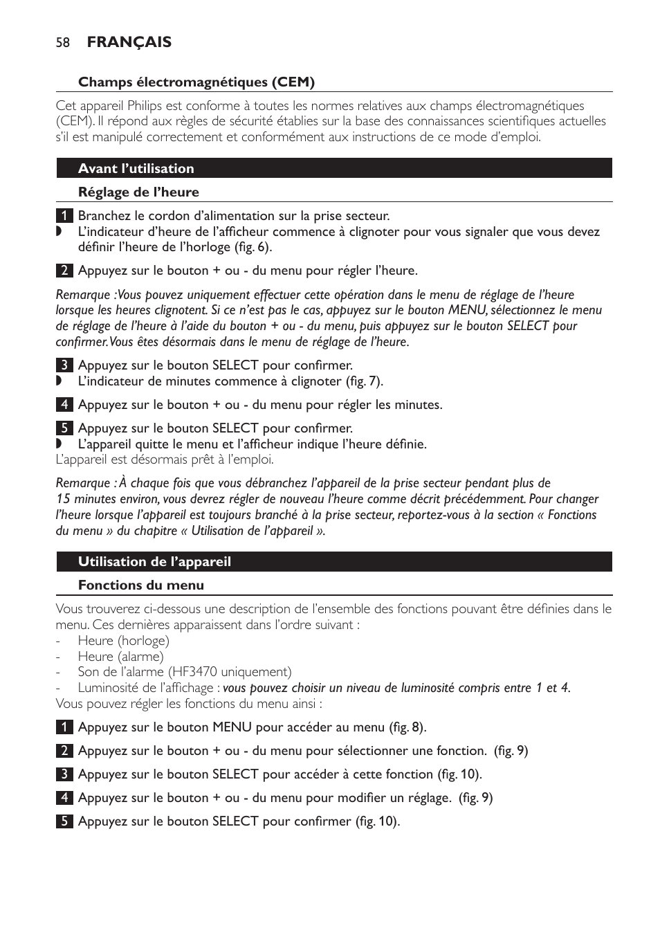 Philips Éveil Lumière User Manual | Page 58 / 117