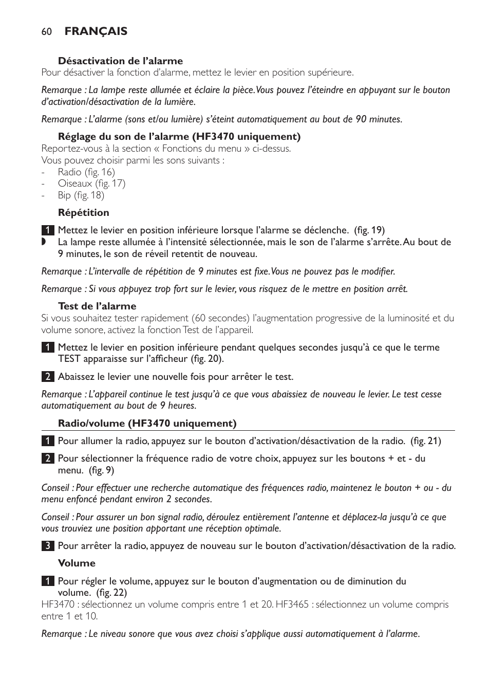 Philips Éveil Lumière User Manual | Page 60 / 117