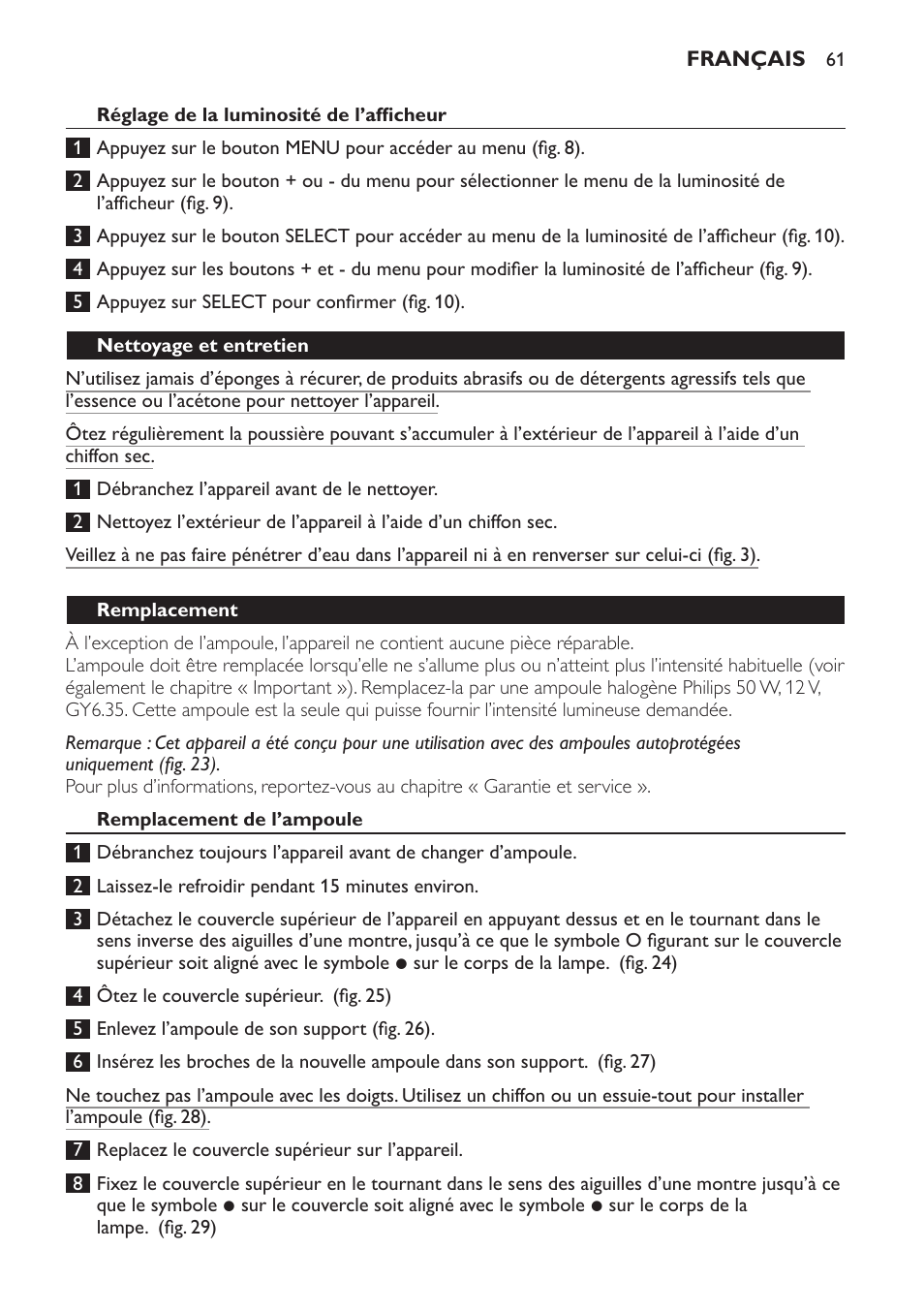 Philips Éveil Lumière User Manual | Page 61 / 117