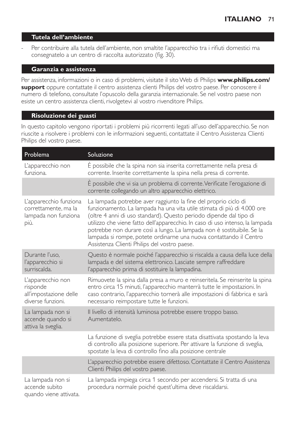 Philips Éveil Lumière User Manual | Page 71 / 117