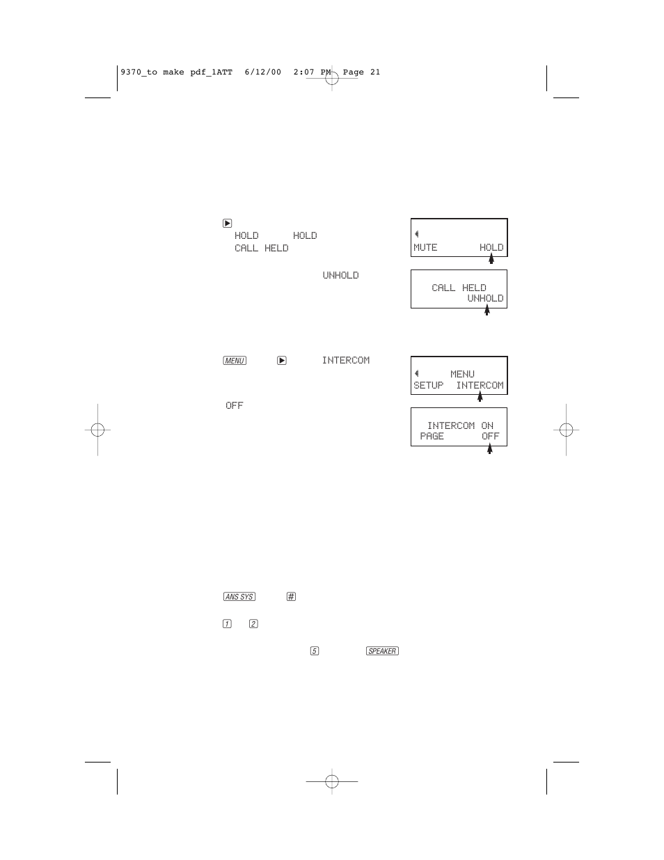 Telephone operation, At the handset, Hold | Intercom, Record a phone conversation | AT&T 9370 User Manual | Page 23 / 55