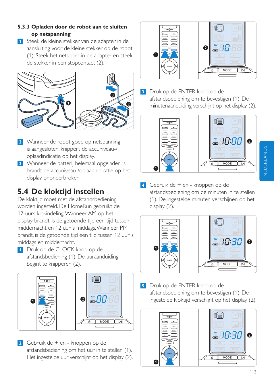 4 de kloktijd instellen | Philips Aspirateur-robot User Manual | Page 113 / 262
