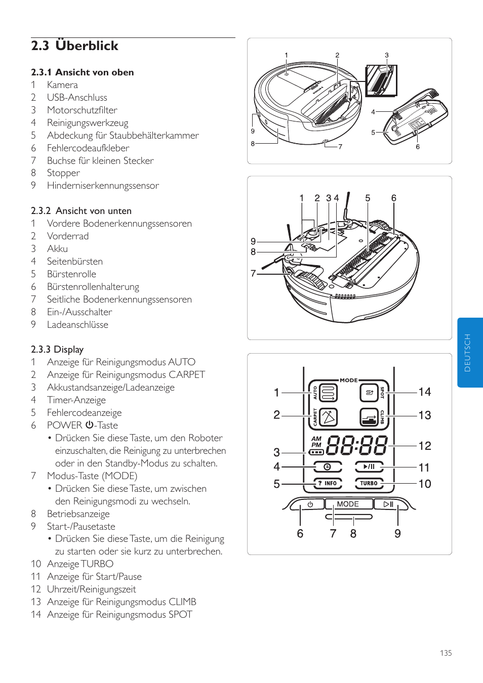 3 überblick | Philips Aspirateur-robot User Manual | Page 135 / 262