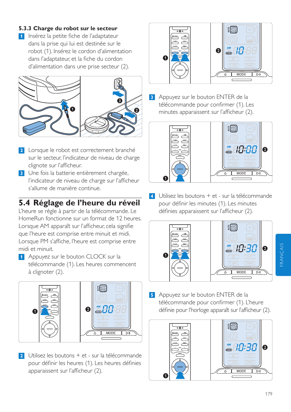 4 réglage de l’heure du réveil | Philips Aspirateur-robot User Manual | Page 179 / 262