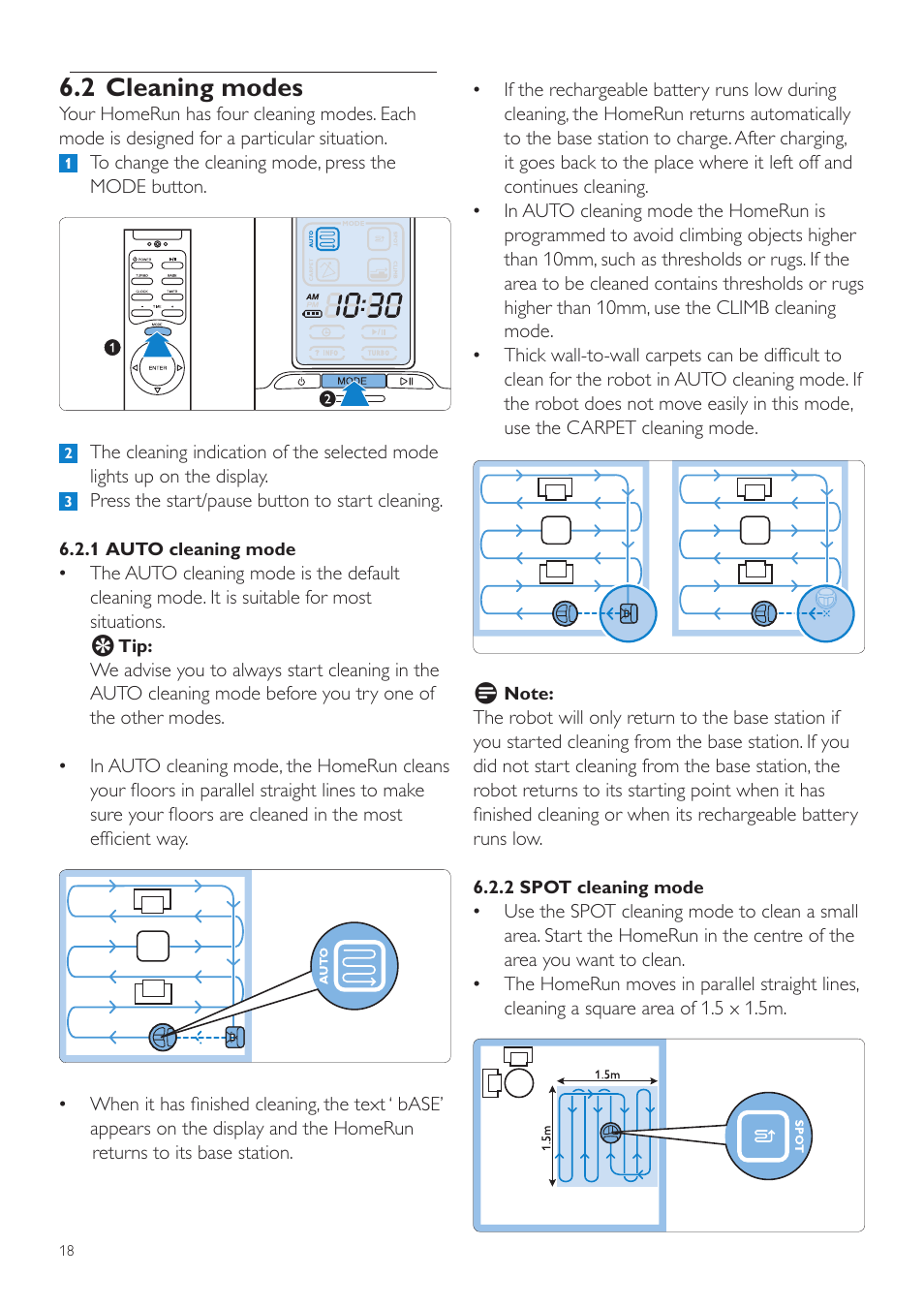 2 cleaning modes | Philips Aspirateur-robot User Manual | Page 18 / 262