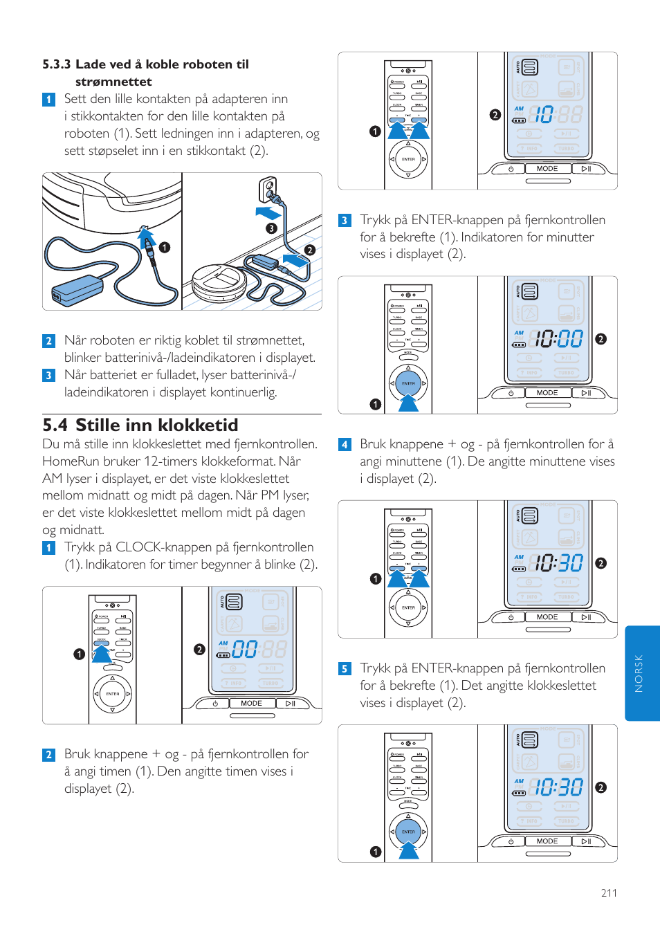 4 stille inn klokketid | Philips Aspirateur-robot User Manual | Page 211 / 262
