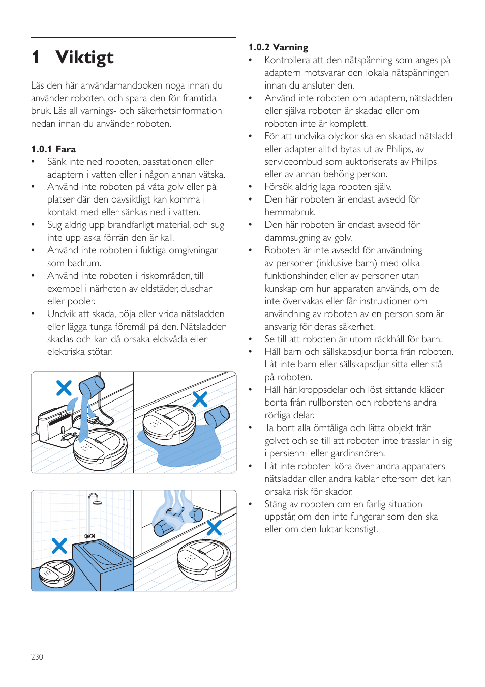 1 viktigt | Philips Aspirateur-robot User Manual | Page 230 / 262
