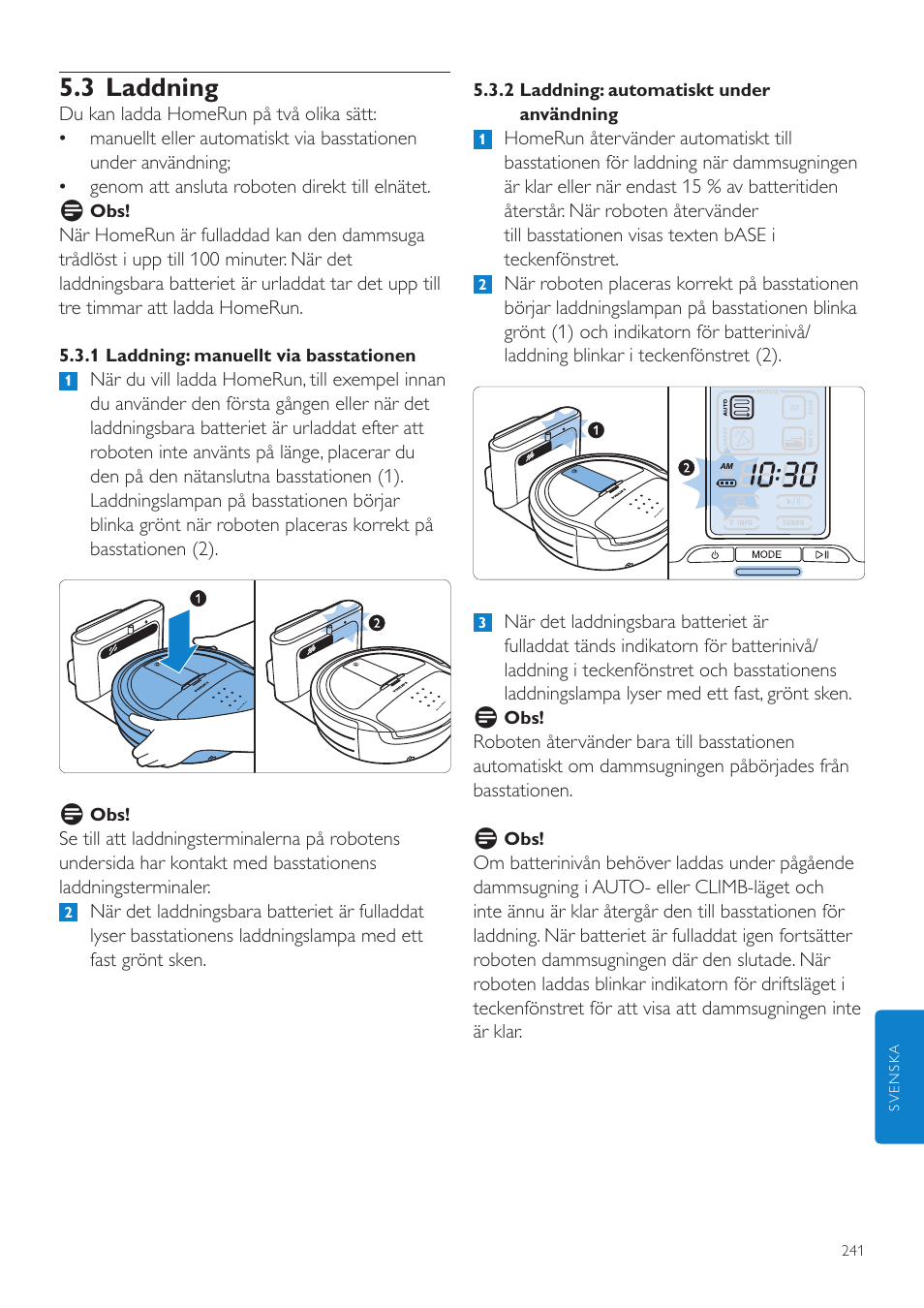 3 laddning | Philips Aspirateur-robot User Manual | Page 241 / 262
