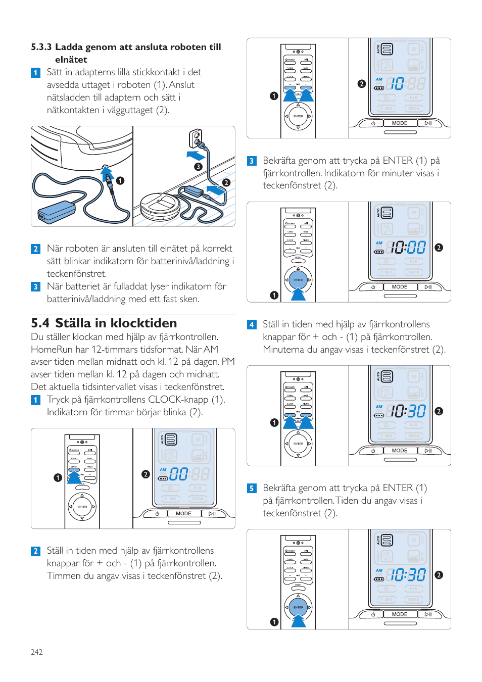 4 ställa in klocktiden | Philips Aspirateur-robot User Manual | Page 242 / 262