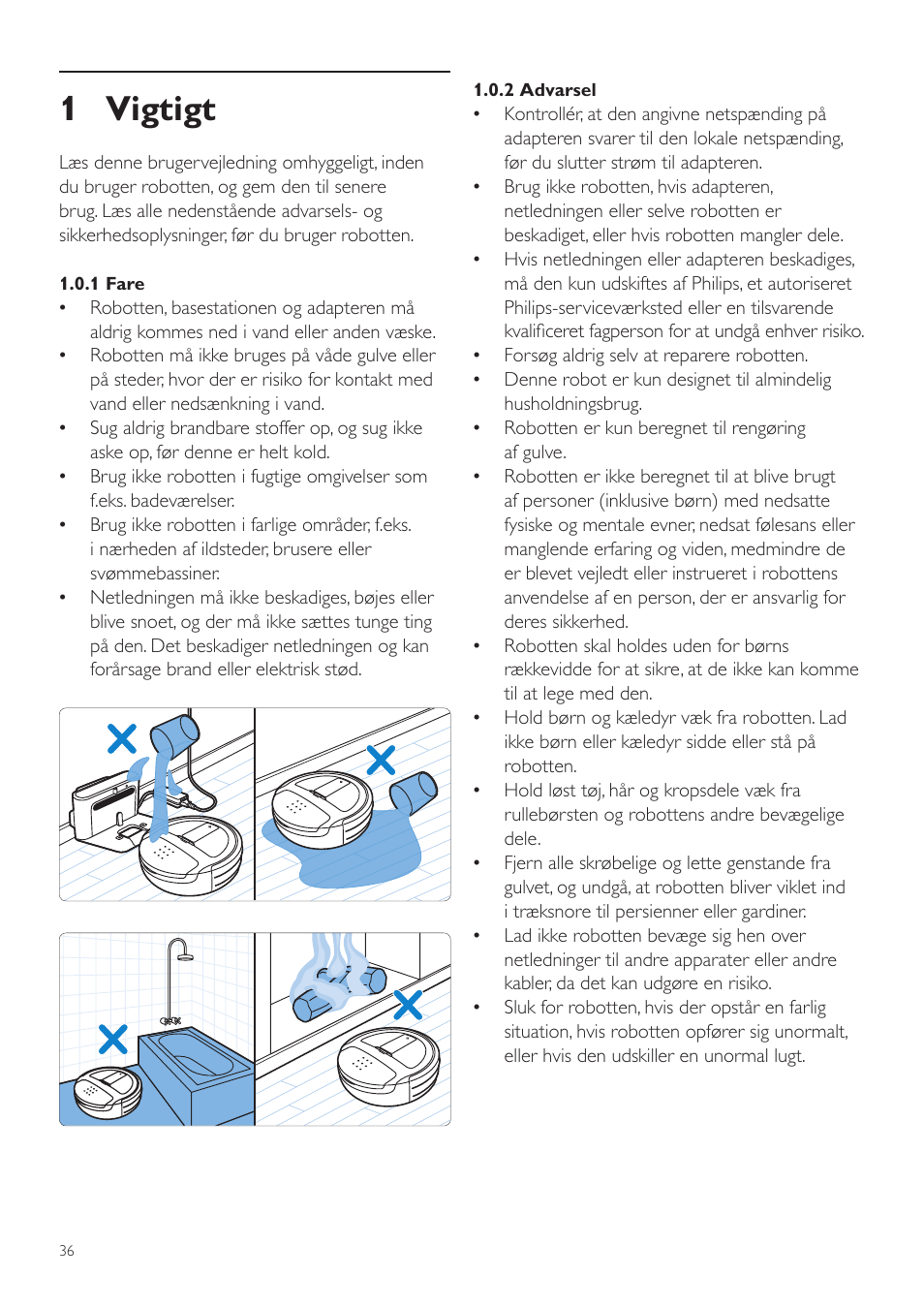 1 vigtigt | Philips Aspirateur-robot User Manual | Page 36 / 262