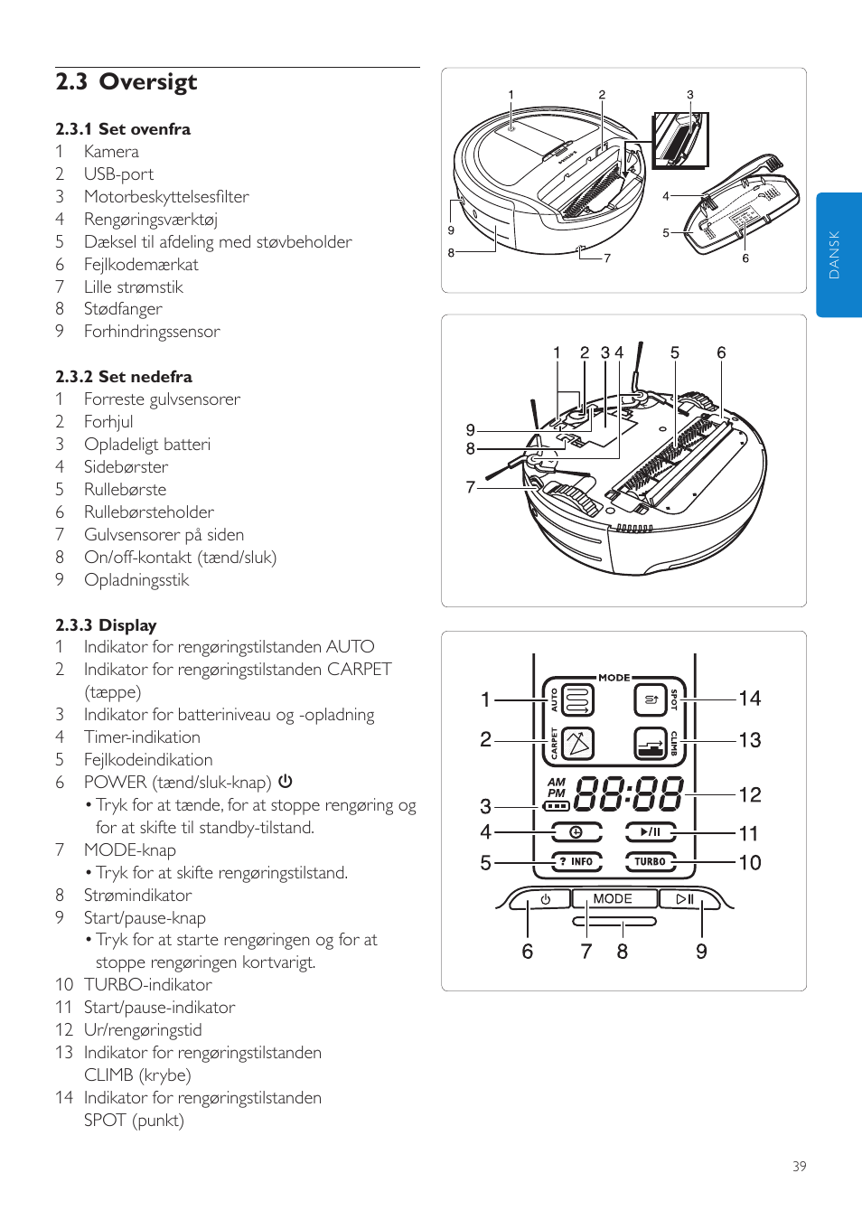 3 oversigt | Philips Aspirateur-robot User Manual | Page 39 / 262