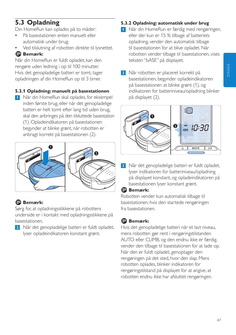 3 opladning | Philips Aspirateur-robot User Manual | Page 47 / 262